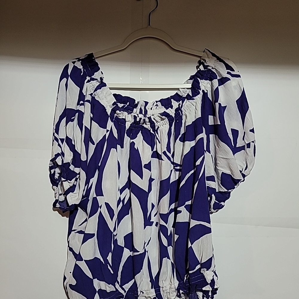Elegant Blue and White Blouse